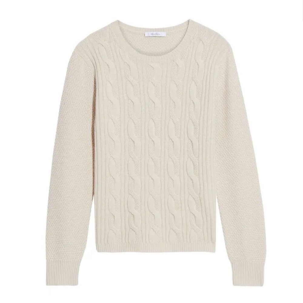 Max Mara Termoli Cable Knit Sweater Wool Cashmere Cream Size m